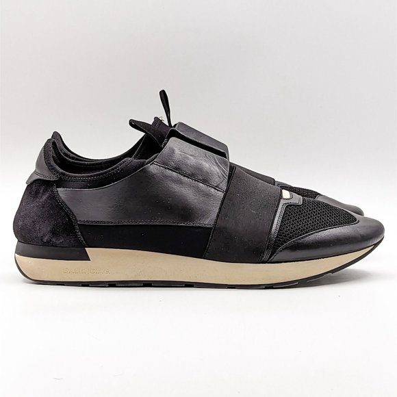 Balenciaga Men Racer Runner Black Mesh Leather Lace sneakers size 11US EUR44 - Picture 7 of 12